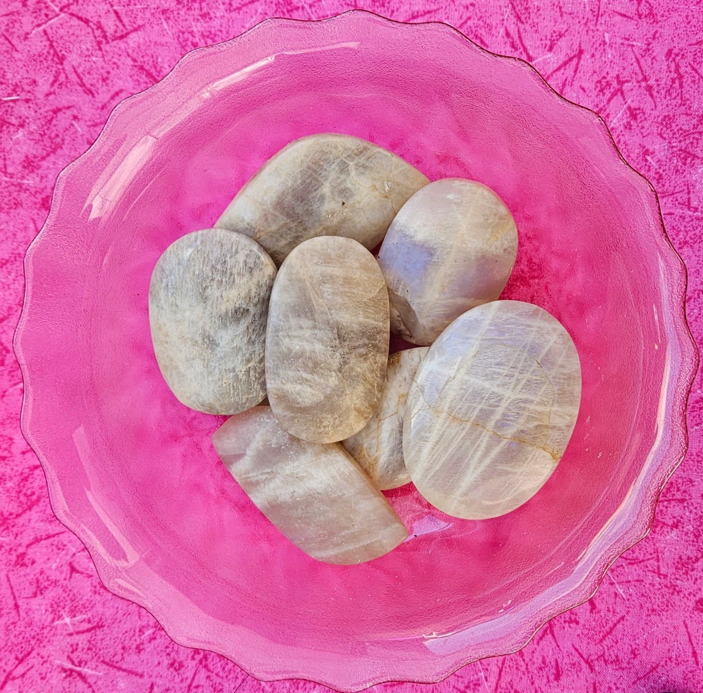 White Moonstone palm stones