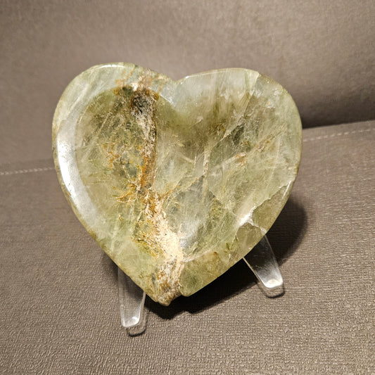 Rutilated Green Strawberry quartz heart dish