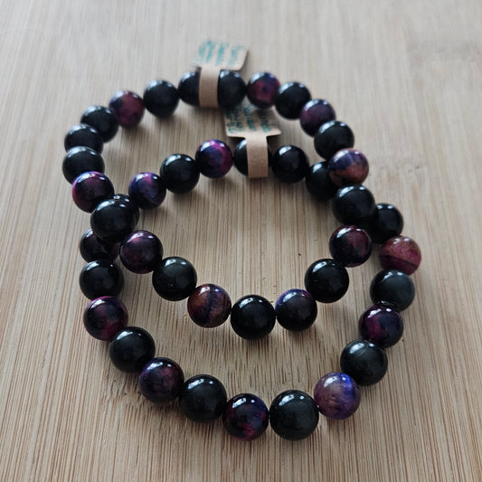 Rainbow Obsidian and Galaxy Tiger's Eye bracelets