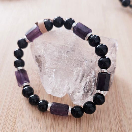 Amethyst and Obsidian bracelet