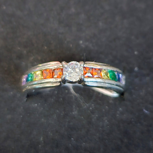 Rainbow gemstone ring