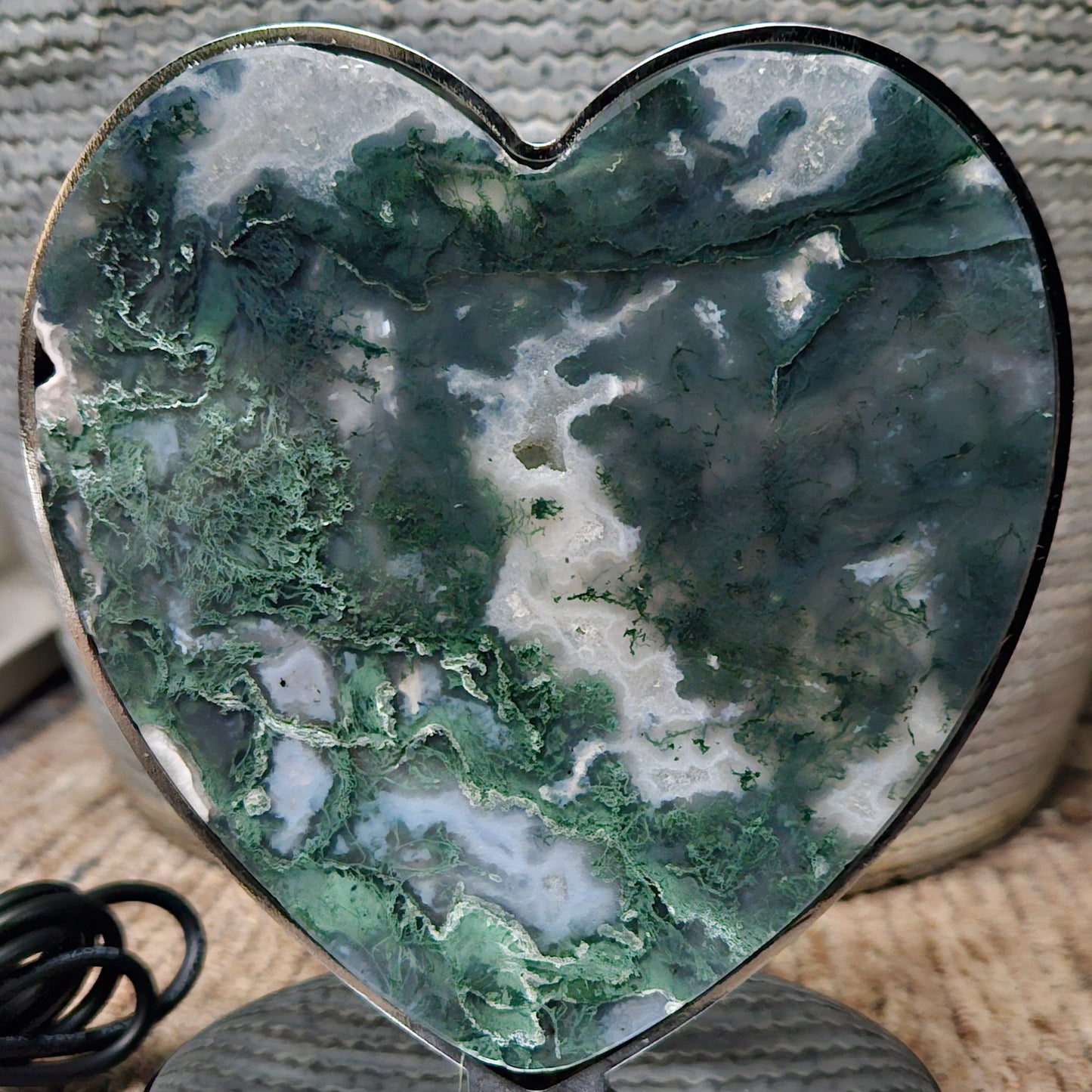 Moss Agate Heart light