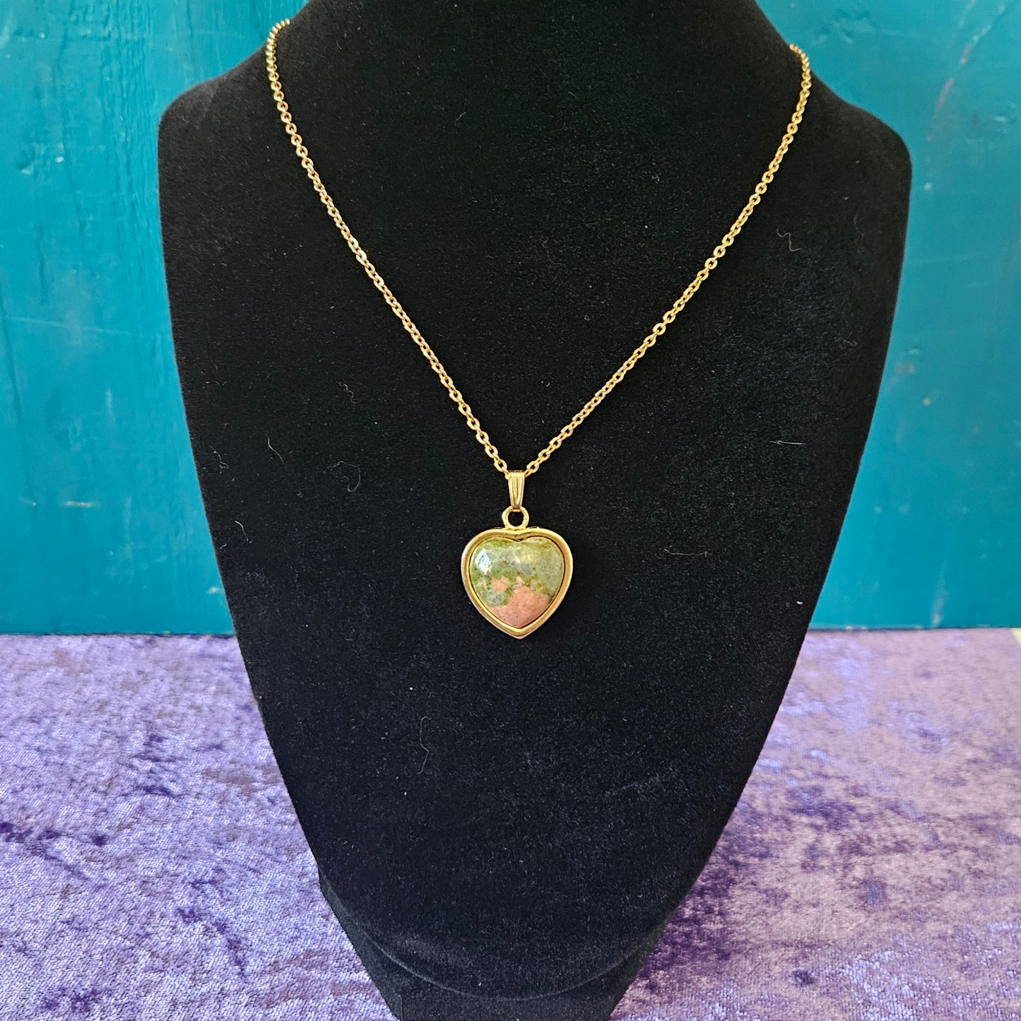 Gold Heart Gemstone Necklaces