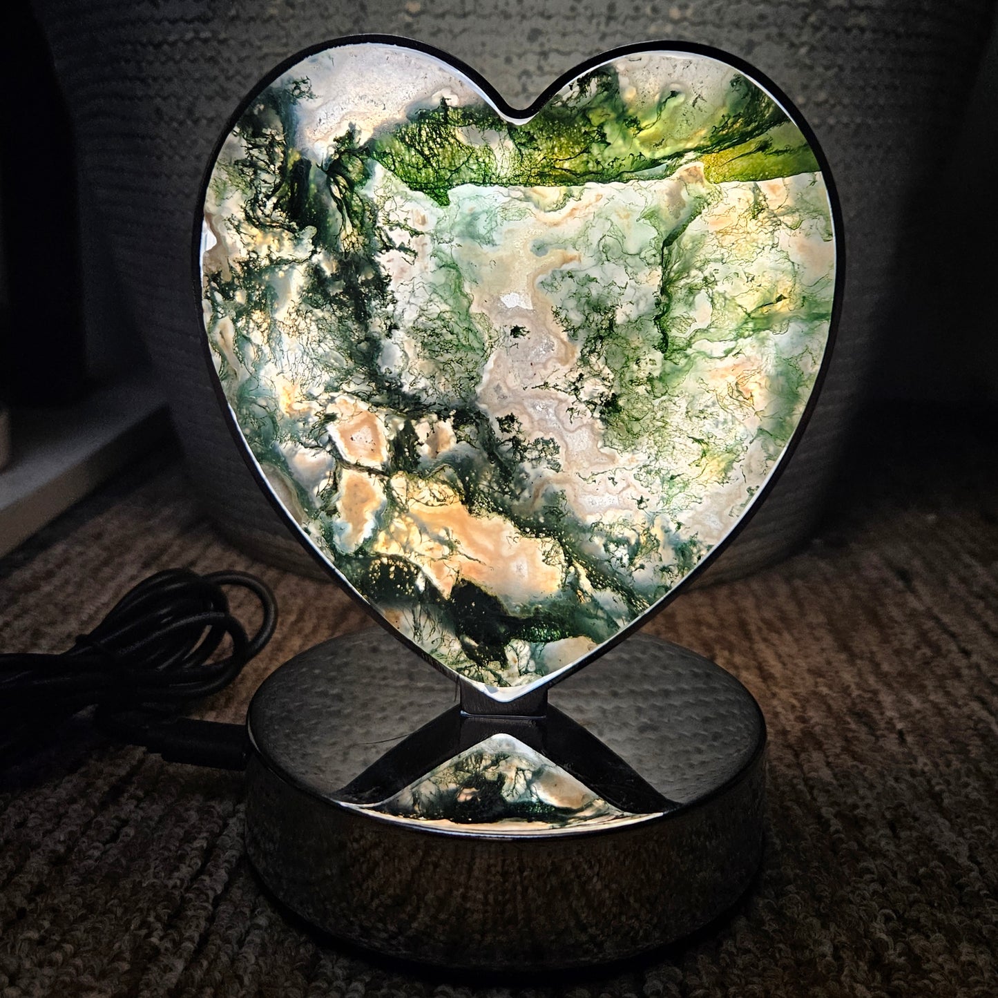 Moss Agate Heart light