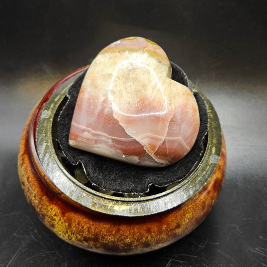 Dark Pink Banded Onyx Heart