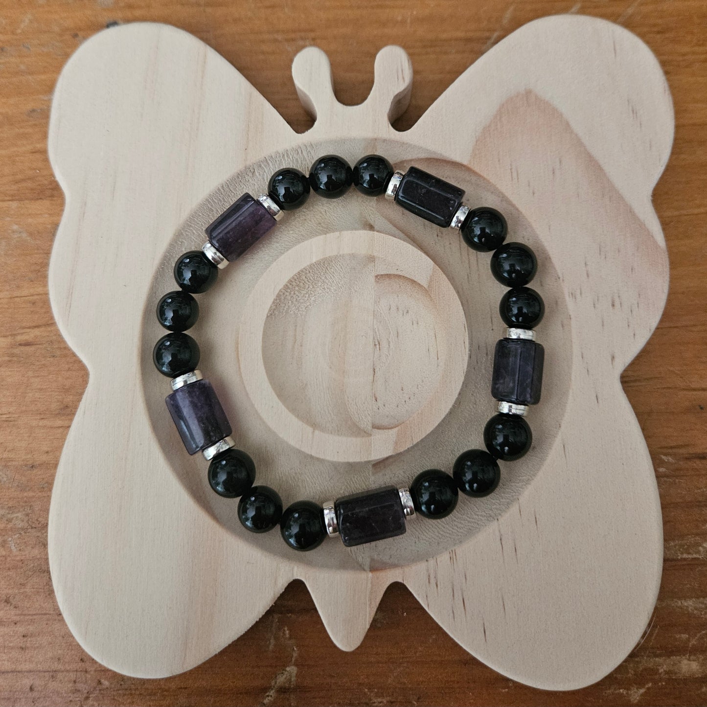 Amethyst and Obsidian bracelet