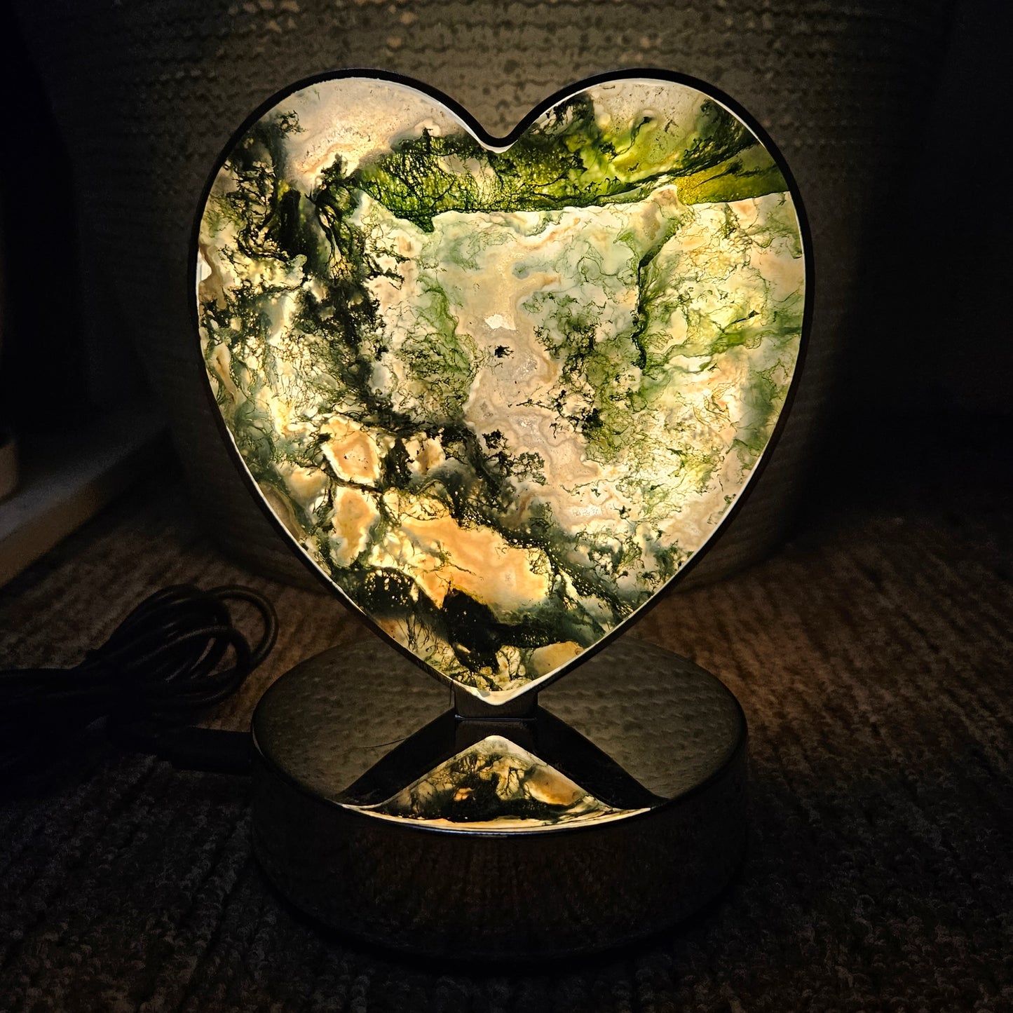 Moss Agate Heart light