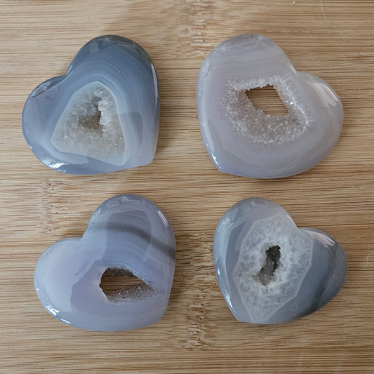 Druzy White Agate hearts