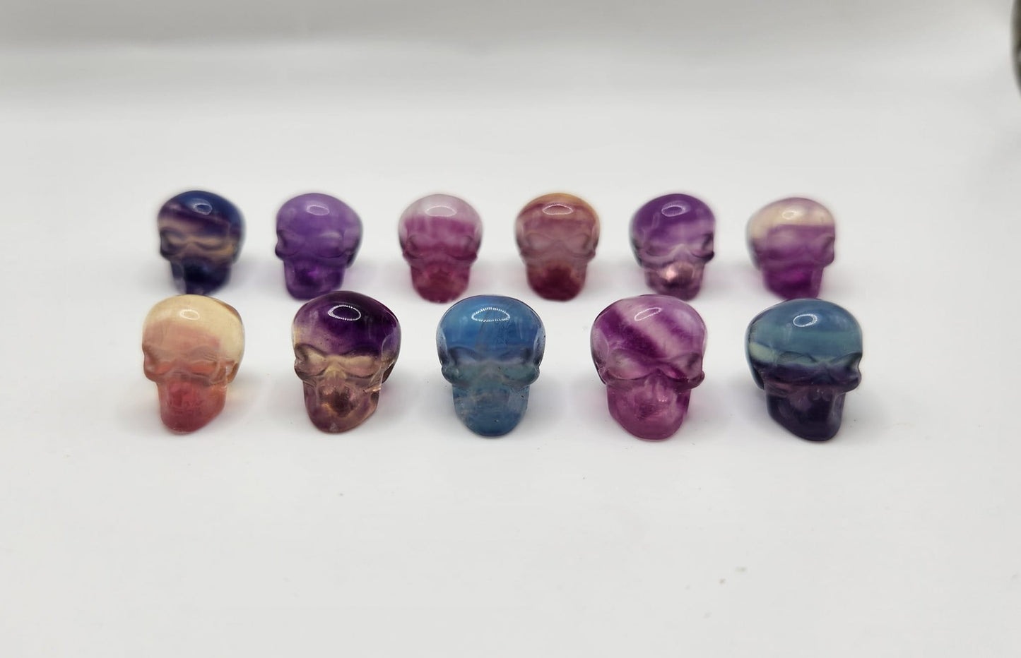 Fluorite pocket skulls